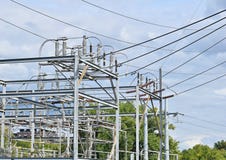 Electrical substation with isolators and cable royalty free stock photo Electrical substation with isolators and cable royalty free stock photo