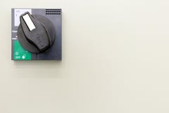 Toggle switch on the white wall. Operation ON-OFF switch stock photography Toggle switch on the white wall. Operation ON-OFF switch stock photography