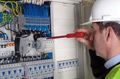 Electrician during measurment