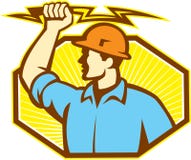 Electrician Wielding Lightning Bolt vector illustration Electrician Wielding Lightning Bolt vector illustration