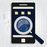 Electronic circuit enlarged on phone royalty free illustration Electronic circuit enlarged on phone royalty free illustration