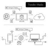 Electronic device send more file to other device stock illustration Electronic device send more file to other device stock illustration