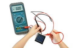 Electronic Tester And Solar Battery Stock Photos