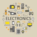 Electronics Technology Line Art Thin Icons Set with Computer and Gadgets vector illustration Electronics Technology Line Art Thin Icons Set with Computer and Gadgets vector illustration