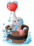 Elefant, der ein Herz in der Badewanne spielt stock abbildung Elefant, der ein Herz in der Badewanne spielt stock abbildung