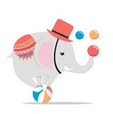 Elefante del circo en vector de la bola stock de ilustración Elefante del circo en vector de la bola stock de ilustración