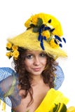 Elegant Model With Roses In Her Hat Stock Image Elegant Model With Roses In Her Hat Stock Image