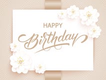 Elegant vector Happy Birthday card. Vector invitation card with background and frame with flower elements and beautiful royalty free illustration Elegant vector Happy Birthday card. Vector invitation card with background and frame with flower elements and beautiful royalty free illustration