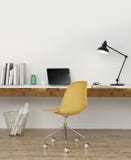 Elegant wit huisbureau met gele stoel Stock Afbeelding Elegant wit huisbureau met gele stoel Stock Afbeelding