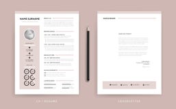 Elegante cv/hervatten en malplaatje het stoffig van de dekkingsbrief - nam roze toe royalty-vrije illustratie Elegante cv/hervatten en malplaatje het stoffig van de dekkingsbrief - nam roze toe royalty-vrije illustratie