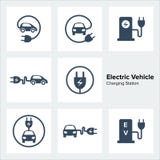 Elektro-Mobil-Ladestations-Ikonen eingestellt Lizenzfreie Stockfotografie Elektro-Mobil-Ladestations-Ikonen eingestellt Lizenzfreie Stockfotografie