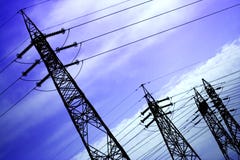 Elektro powerlines royalty-vrije stock foto Elektro powerlines royalty-vrije stock foto