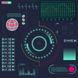 Element HUDs UI für APP Futuristische Benutzerschnittstelle Abstrakte virtuelle grafische NotenBenutzerschnittstelle HUD-Element vektor abbildung Element HUDs UI für APP Futuristische Benutzerschnittstelle Abstrakte virtuelle grafische NotenBenutzerschnittstelle HUD-Element vektor abbildung