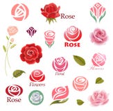 Elementi di progettazione delle rose royalty illustrazione gratis Elementi di progettazione delle rose royalty illustrazione gratis