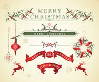 Elementos caligráficos del diseño de la Navidad stock de ilustración Elementos caligráficos del diseño de la Navidad stock de ilustración