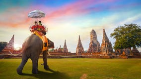 Elephants At Wat Chaiwatthanaram Temple In Ayuthaya Historical Park, A UNESCO World Heritage Site, Thailand Royalty Free Stock Image Elephants At Wat Chaiwatthanaram Temple In Ayuthaya Historical Park, A UNESCO World Heritage Site, Thailand Royalty Free Stock Image