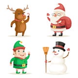 Elf Deer Snowman Santa Claus Cartoon Characters Christmas New Year Icons Set Flat Design Vector Illustration Royalty Free Stock Image Elf Deer Snowman Santa Claus Cartoon Characters Christmas New Year Icons Set Flat Design Vector Illustration Royalty Free Stock Image