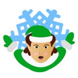 Elf Święty Mikołaj brunetka w postaci płatka śniegu ikona rozdzielać ręki na boku Na białym tle dla prasy, und royalty ilustracja Elf Święty Mikołaj brunetka w postaci płatka śniegu ikona rozdzielać ręki na boku Na białym tle dla prasy, und royalty ilustracja