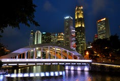 Elginbrug Singapore bij nacht royalty-vrije stock fotografie Elginbrug Singapore bij nacht royalty-vrije stock fotografie