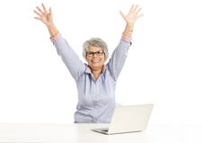 Ellderly woman working with a laptop stock images Ellderly woman working with a laptop stock images