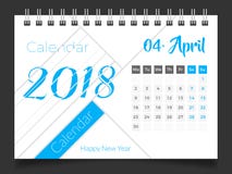 Em abril de 2018 Calendário de mesa 2018 ilustração stock Em abril de 2018 Calendário de mesa 2018 ilustração stock