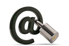 Email symbolet med låset som isoleras på vit bakgrund illustra 3D royaltyfri illustrationer Email symbolet med låset som isoleras på vit bakgrund illustra 3D royaltyfri illustrationer