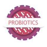 Emblem för Probiotics bakterievektor vektor illustrationer Emblem för Probiotics bakterievektor vektor illustrationer