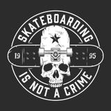 Emblema rotondo monocromatico di skateboarding d'annata illustrazione vettoriale Emblema rotondo monocromatico di skateboarding d'annata illustrazione vettoriale