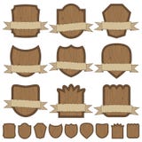 Emblemas de madera stock de ilustración Emblemas de madera stock de ilustración