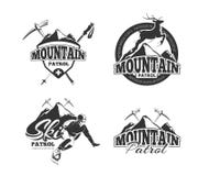 Emblemas del vector de la patrulla de la montaña del esquí del vintage, etiquetas, insignias, logotipos fijados libre illustration Emblemas del vector de la patrulla de la montaña del esquí del vintage, etiquetas, insignias, logotipos fijados libre illustration