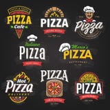 Emblemi della pizza messi illustrazione di stock Emblemi della pizza messi illustrazione di stock