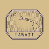 Emboutissez avec le nom et la carte d'Hawaï, Etats-Unis illustration libre de droits Emboutissez avec le nom et la carte d'Hawaï, Etats-Unis illustration libre de droits