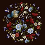 Embroidery colorful floral pattern vector illustration Embroidery colorful floral pattern vector illustration