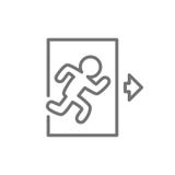 Emergency exit, man running out sign line icon. stock illustration Emergency exit, man running out sign line icon. stock illustration