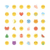 Emoji icon vector set. Flat cute korean style isolated emoticons stock illustration Emoji icon vector set. Flat cute korean style isolated emoticons stock illustration
