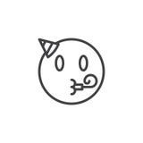 Emoji смотрит на с воздуходувкой партии и линией значком шляпы иллюстрация вектора Emoji смотрит на с воздуходувкой партии и линией значком шляпы иллюстрация вектора