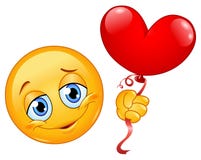 Emoticon with heart balloon