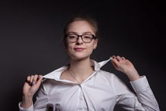 Emotional portrait of a beautiful woman in a business style Stock Images Emotional portrait of a beautiful woman in a business style Stock Images
