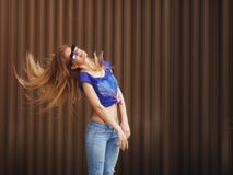 Emotional portrait of Fashion stylish of pretty young hipster blonde woman in glasses ,going crazy stock photos Emotional portrait of Fashion stylish of pretty young hipster blonde woman in glasses ,going crazy stock photos
