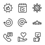Emotionale Meinungs- und Checklistenlinie Ikonen verpacken vektor abbildung Emotionale Meinungs- und Checklistenlinie Ikonen verpacken vektor abbildung