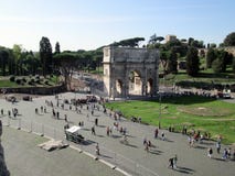 The Arch of Titus is an Arc de Triomphe, with a single arch, placed on the slopes of the Palatine, in the western part of the Roma royalty free stock photos The Arch of Titus is an Arc de Triomphe, with a single arch, placed on the slopes of the Palatine, in the western part of the Roma royalty free stock photos