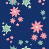 Empfindliche Pastellfarben auf blauem nahtlosem Hintergrund stock abbildung Empfindliche Pastellfarben auf blauem nahtlosem Hintergrund stock abbildung