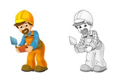 Emplazamiento de la obra - página del colorante con avance stock de ilustración Emplazamiento de la obra - página del colorante con avance stock de ilustración