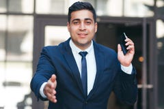 Employer welcoming new employees in team Stock Image Employer welcoming new employees in team Stock Image
