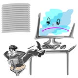 Employé de bureau pour un ordinateur cassé illustration libre de droits Employé de bureau pour un ordinateur cassé illustration libre de droits