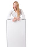 Empresaria de la mujer con el tablero en blanco Foto de archivo libre de regalías Empresaria de la mujer con el tablero en blanco Foto de archivo libre de regalías