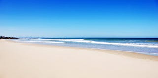 Empty Beach With White Sand Stock Image