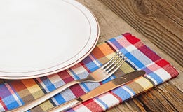 Empty Plate With Fork And Knife Stock Photos