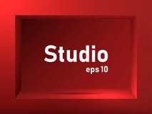 Empty red studio background with square groove. Free space for product presentation. stock illustration Empty red studio background with square groove. Free space for product presentation. stock illustration