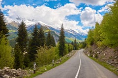 Empty road in the mountains of Svaneti stock image Empty road in the mountains of Svaneti stock image